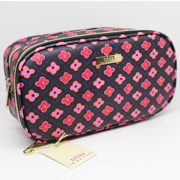 Trina Turk Handbags - Trina Turk Floral Print Double Zip Brush Case